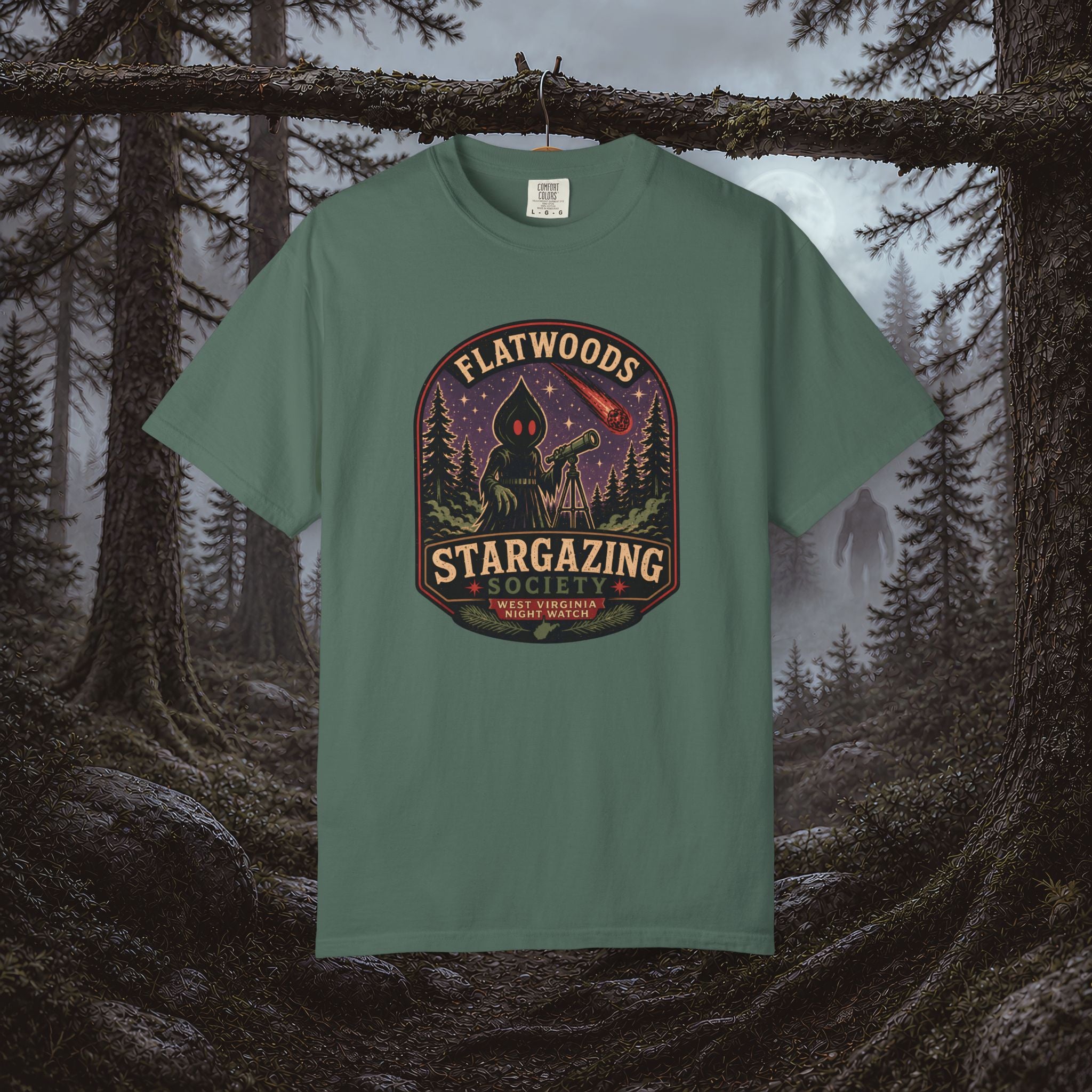 Flatwoods Stargazing Society T‑Shirt — Night Sky Adventure Tee