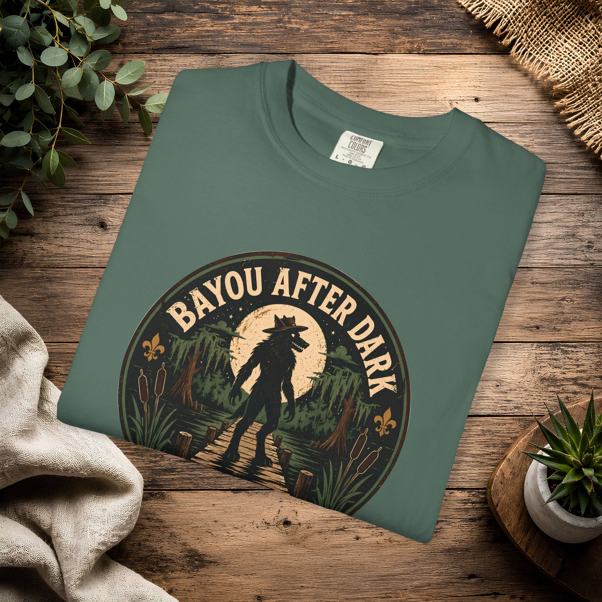 Rougarou Bayou After Dark T-Shirt — Swamp Cryptid Graphic Tee