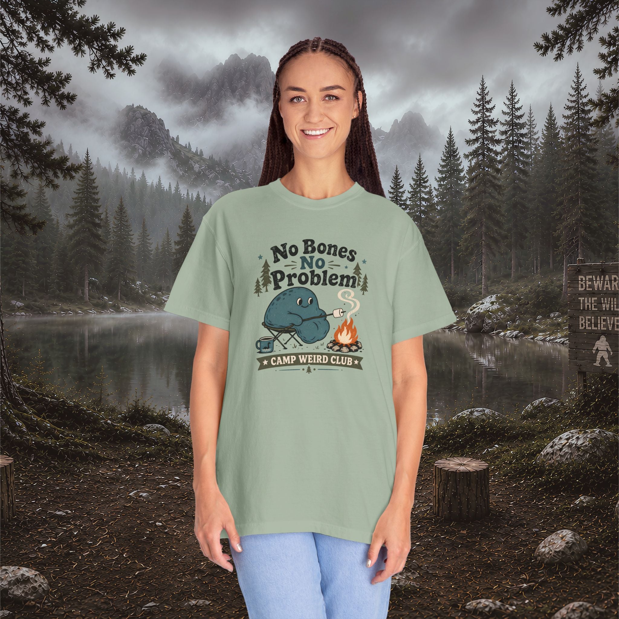 No Bones No Problem — Kinderhook Blob Campfire T-Shirt