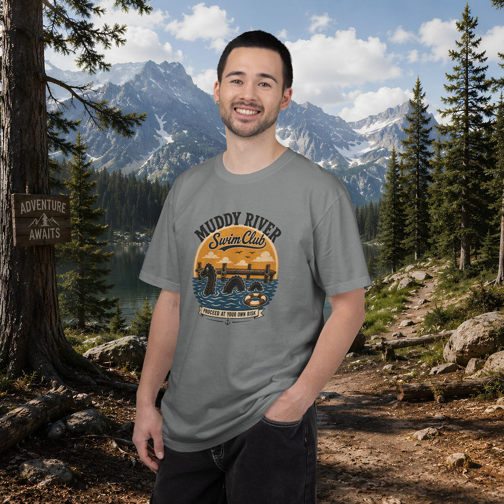 Monongy Swim Club Vintage T-Shirt — Retro Cryptid River Graphic