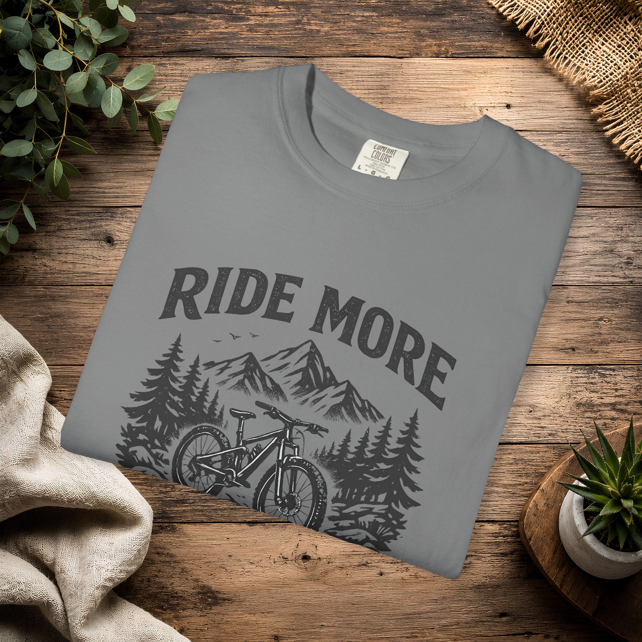 Ride More Worry Less T-Shirt — Mountain Bike Adventure Tee