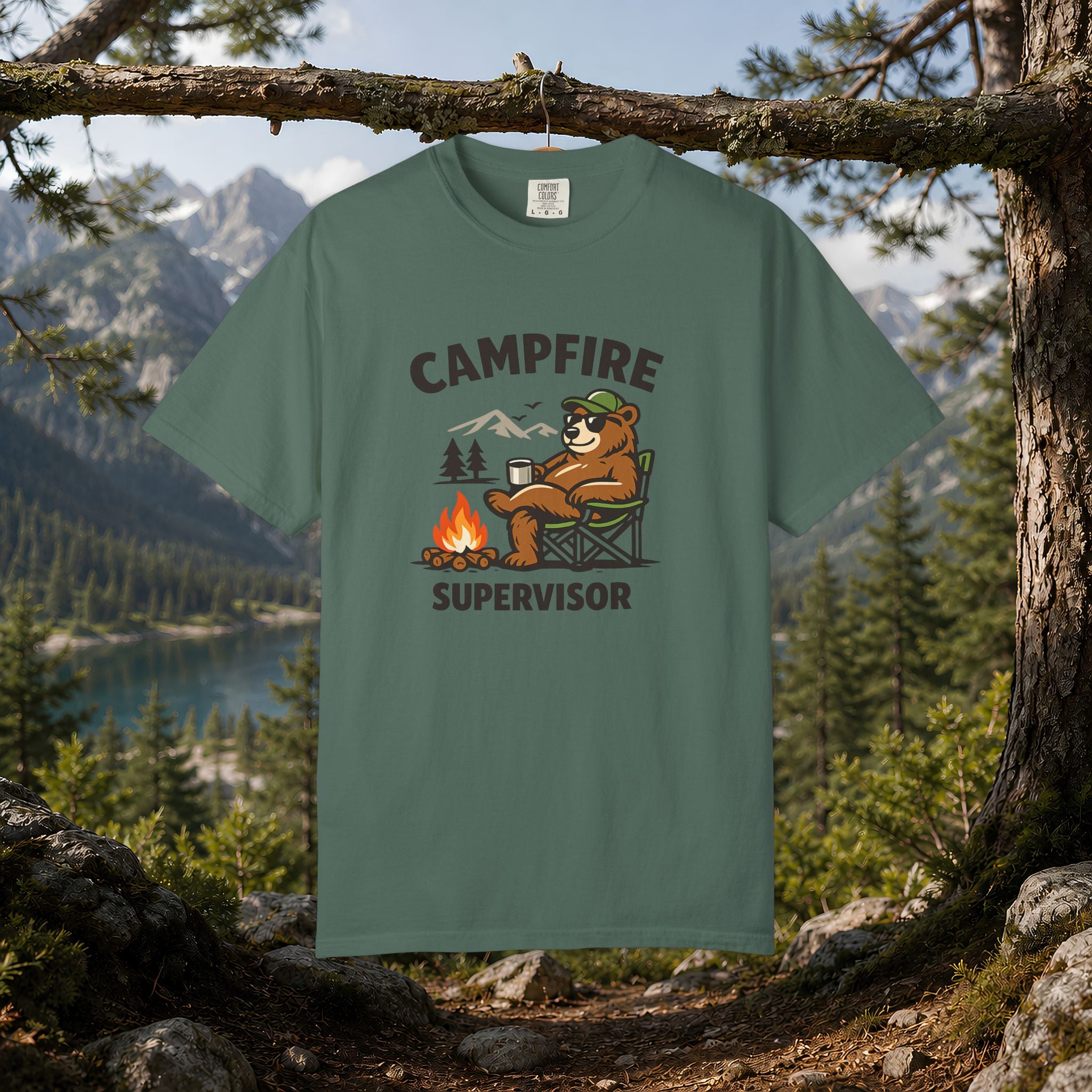 Campfire Supervisor T-Shirt — Funny Bear Camping Tee