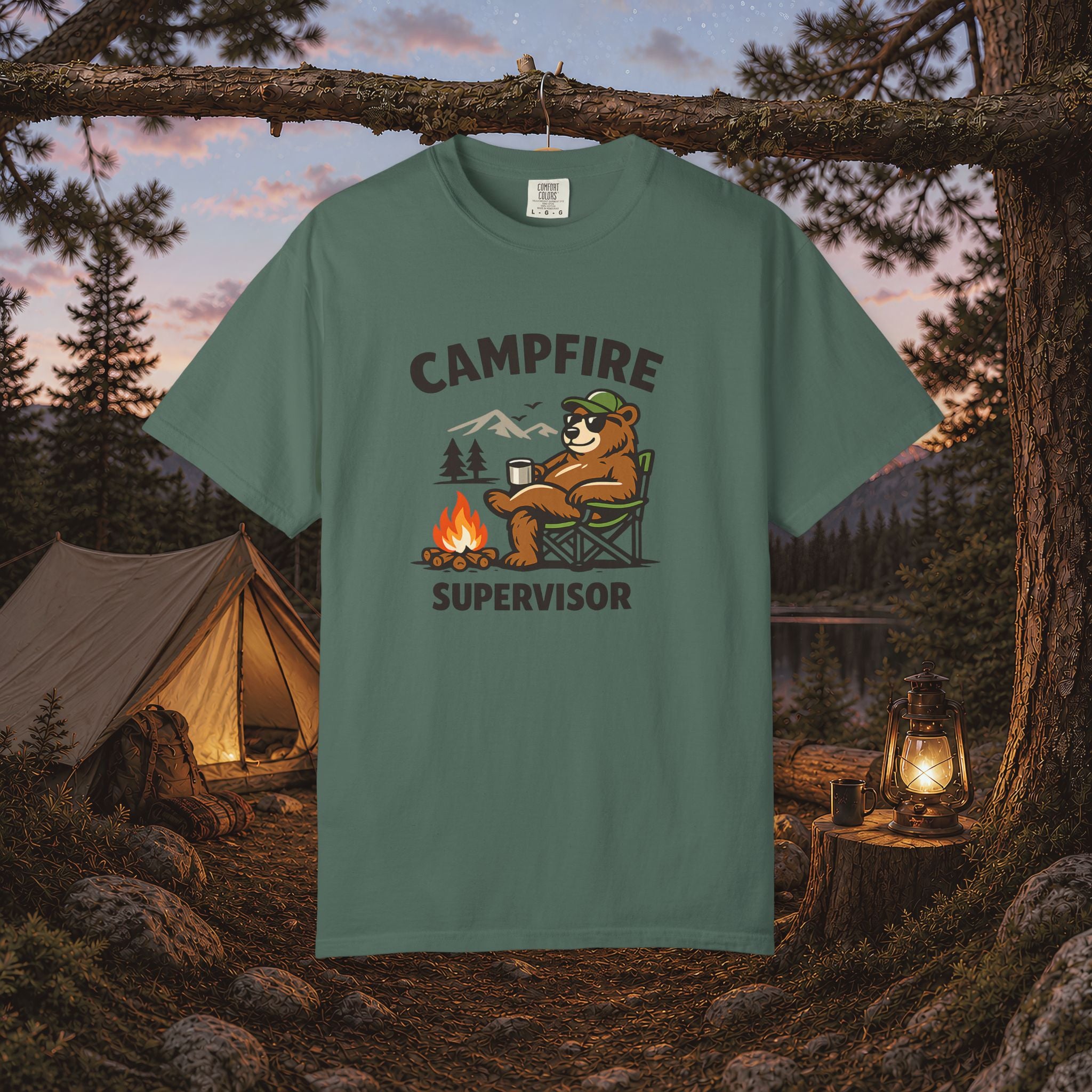 Campfire Supervisor T-Shirt — Funny Bear Camping Tee