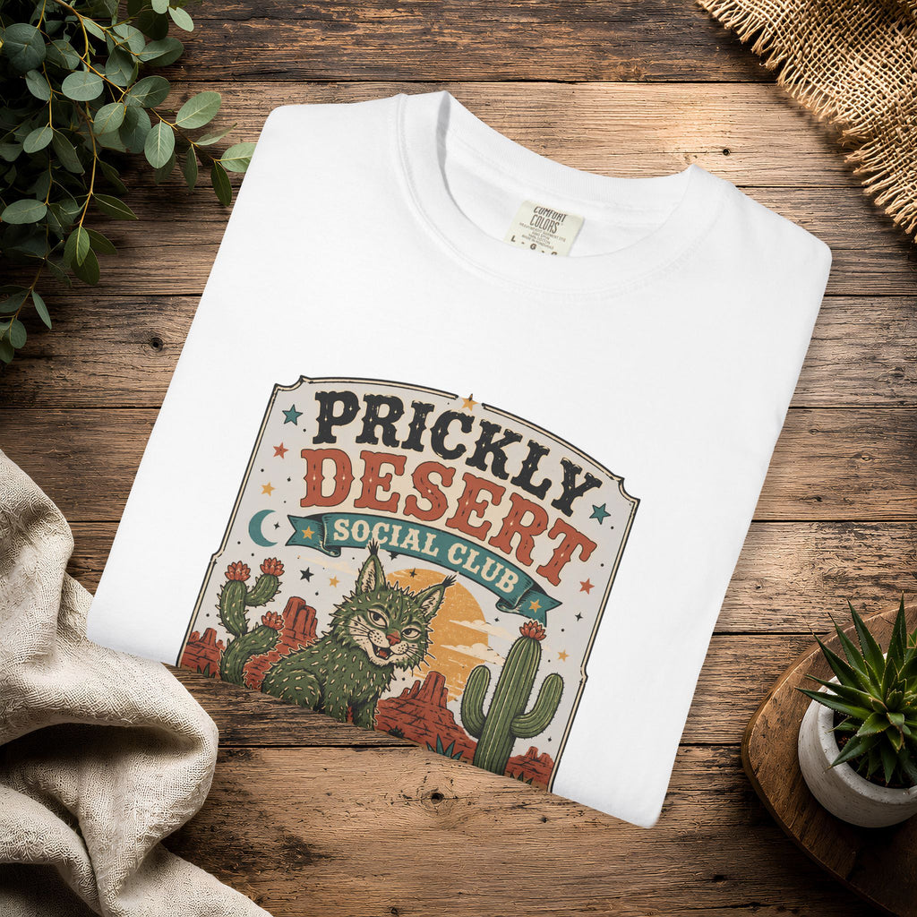 Cactus Cat Tee — Prickly Desert Social Club Retro Cactus Cat Graphic T-Shirt
