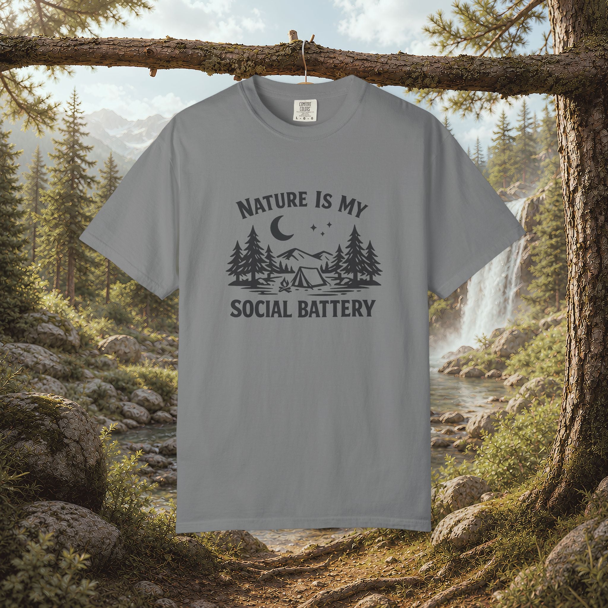 Nature Is My Social Battery T-Shirt — Outdoor Enthusiast Graphic Tee